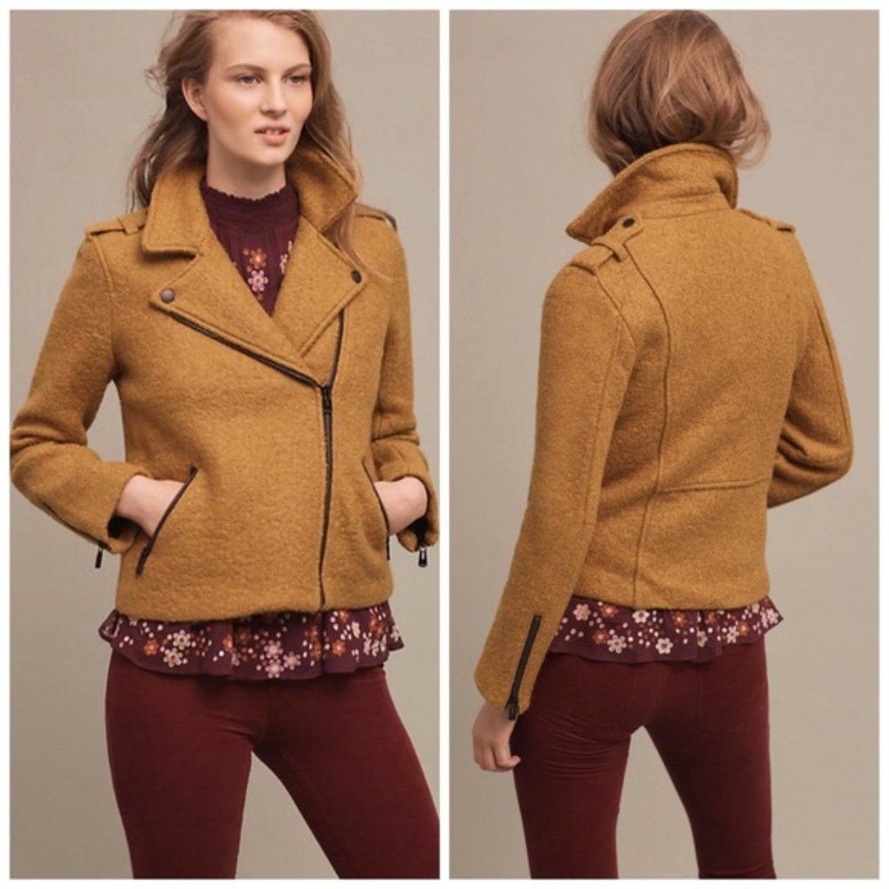 Anthropologie Sasha Boucle Wool Moto Cartonnier Jacket - Picture 1 of 16